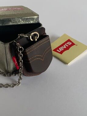 Vintage Levi Strauss & Co. Pocket Watch - Dark Brown Leather - Never Used
